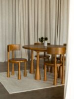 Tierra Round 4-Seater Dining Table – Solid T-Code Wood Modern Sculpted Base - Image 4