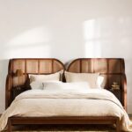 Verona Curved Cane Wood Queen Bed – Handcrafted Rattan Headboard & Solid Wood Frame