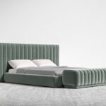 Luxe Meridian Channel-Tufted Velvet Queen Bed – Modern Low Profile Design