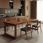 Tierra T-Code Wood Round 4-Seater Dining Table – Modern Minimalist Sculpted Base