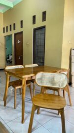 Rivana Teak Wood 4-Seater Dining Table Set – Modern Rattan Cane Chair Design - Image 5