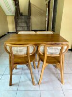 Rivana Teak Wood 4-Seater Dining Table Set – Modern Rattan Cane Chair Design - Image 3