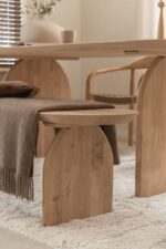 Aureon Teak Wood Four-Seater Dining Table – Modern Arch Base Design with Bench - Image 2