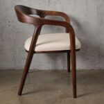 Arc Walnut Wood Upholstered Armchair