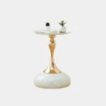 Artisan Ivory & Gold Hourglass Side Table - Image 2