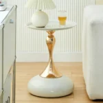 Artisan Ivory & Gold Hourglass Side Table