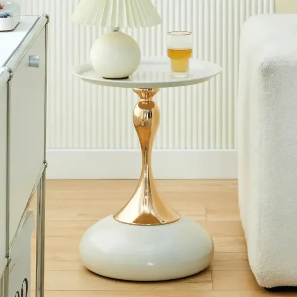 Artisan Ivory & Gold Hourglass Side Table