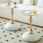 Artisan Ivory & Gold Hourglass Side Table - Image 3