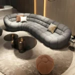 4 Seater Luxe Bubble Tufted Upholstered Curved Sofa