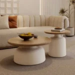 Sculpted Stonewood Circular Duo Tables