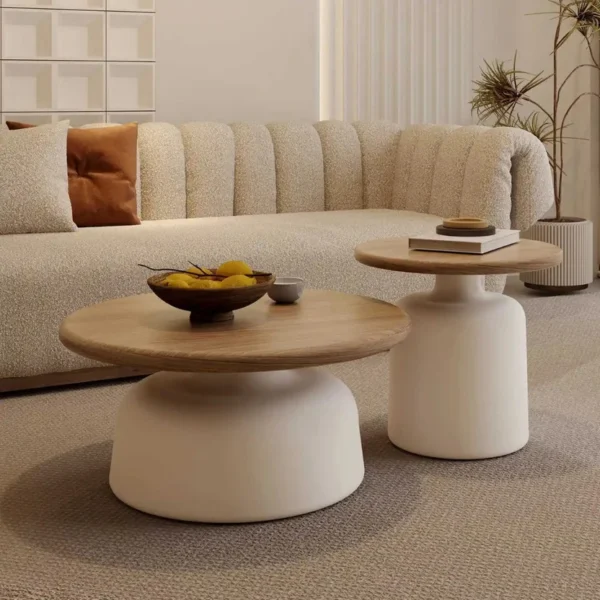 Sculpted Stonewood Circular Duo Tables