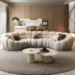 4 Seater Luxe Bubble Tufted Upholstered Curved Sofa - Image 5