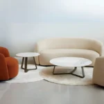 3 Seater Minimalist Beige Upholstered Sofa - Image 4