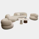 3 Seater Cozy Cloud Curved Sofa Set & Marble Harmony Coffee Table - Image 3