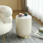 White Textured Cylindrical Coffee Table