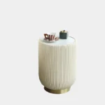 White Textured Cylindrical Coffee Table - Image 2