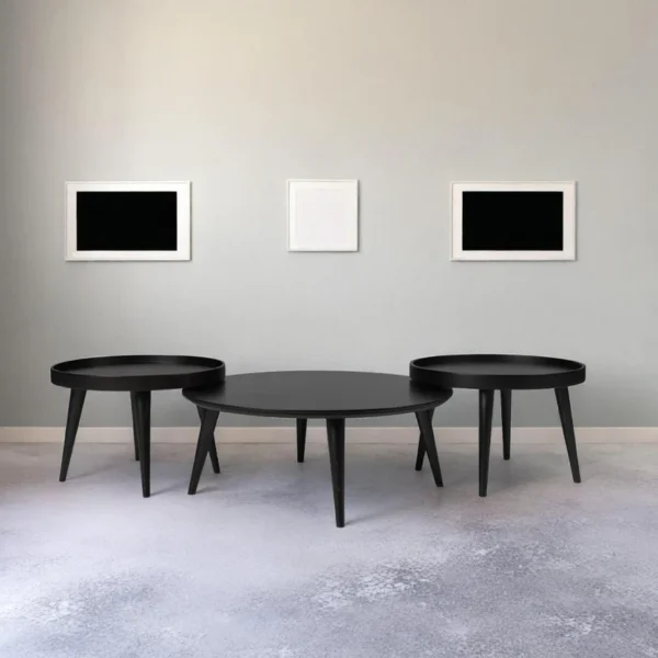 Black Silhouette Circular Coffee Table Trio