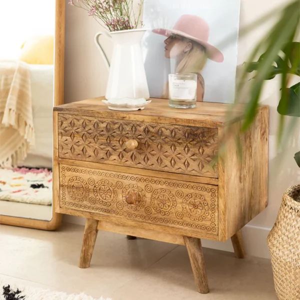 Flora Mango Wood Bed Side