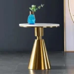 Luxury Brass and Marble Cone-Base Side Table - Image 4