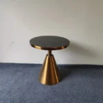 Luxury Brass and Marble Cone-Base Side Table