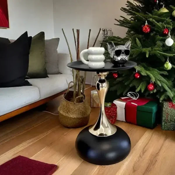 Artisan Black & Gold Hourglass Side Table