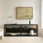 Black Oak Minimalist Open-Shelf TV Unit
