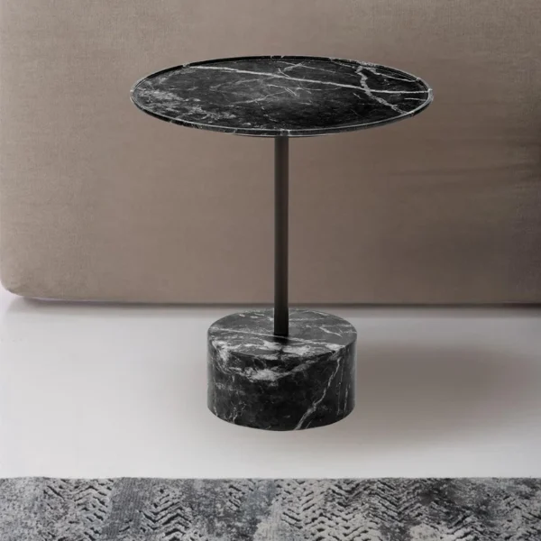 Contemporary Black Marble Side Table