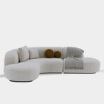5 Seater Modern Curved Beige Sofa - Image 3