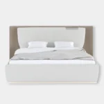 White King-Size Bed With Dual Tone Beige Upholstery - Image 2