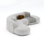 5 Seater Modern Curved Beige Sofa - Image 4