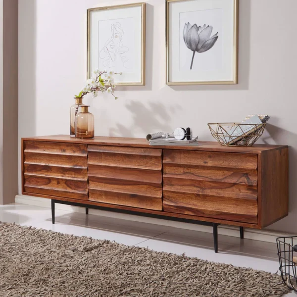 Caen Solid Wood Tv Cabinet Iron Base