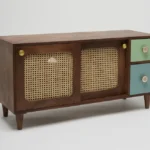 Rattan Solid Wood TV Cabinet