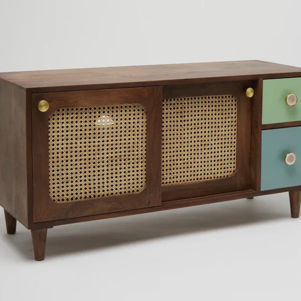 Rattan Solid Wood TV Cabinet