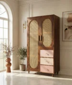 Rattan Solid Wood Wardrobe